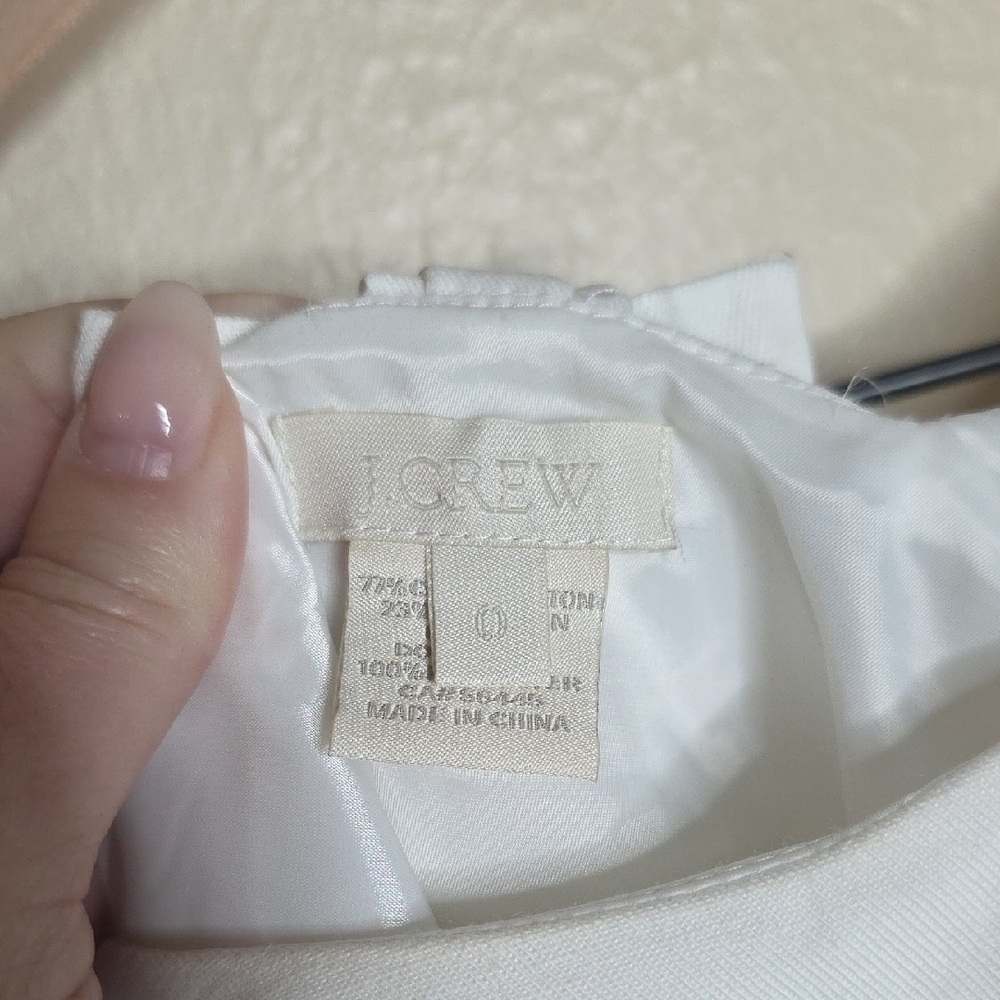 J.Crew White Cotton Linen Blend Sleeveless Bow Back Sheath Dress Size 0 - Picture 5 of 17